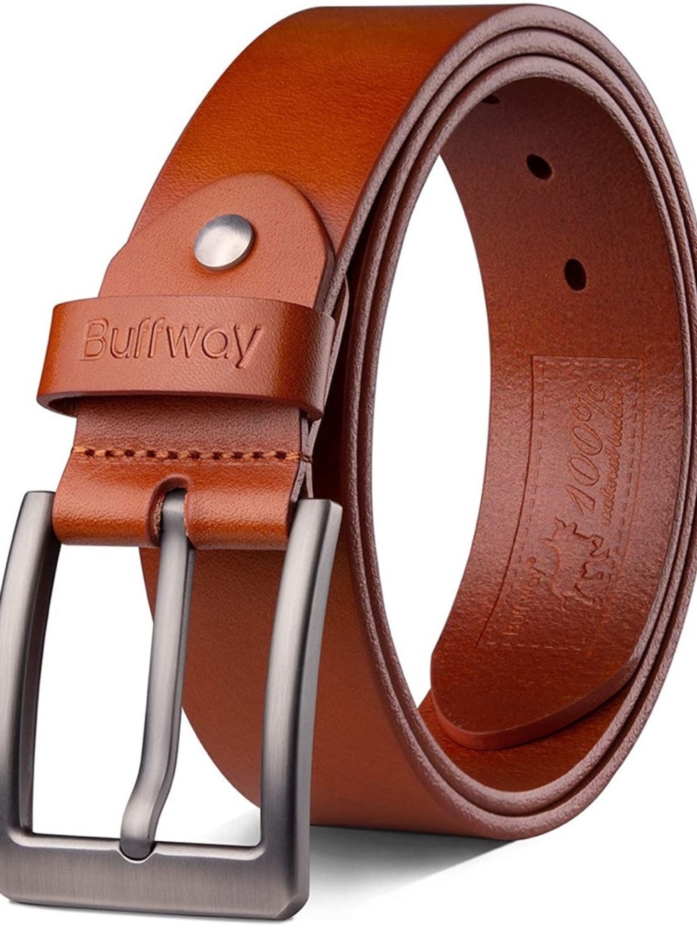 Men’s Leather Belt in Cognac Brown